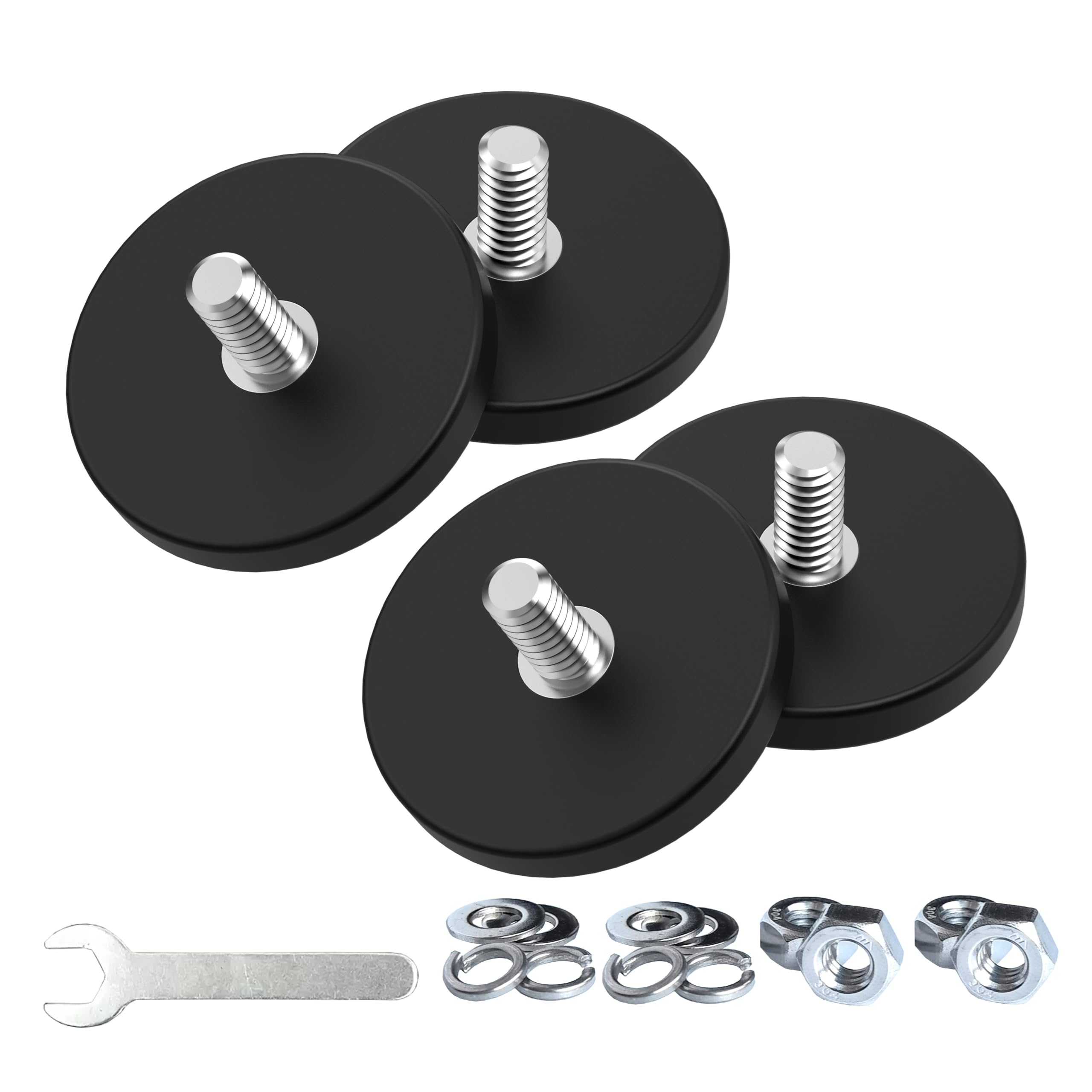 Magnetpro 2 stuks sterke rubberen magneten antislip, grootte: 88 mm 55 kg hechtkracht, magnetische montagesokkel voor lichtstrips en extra spiegels buiten
