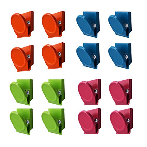 Clips metálicos magnéticos multicolores de 16 piezas, Clip magnético para notas de pared de pizarra blanca para refrigerador