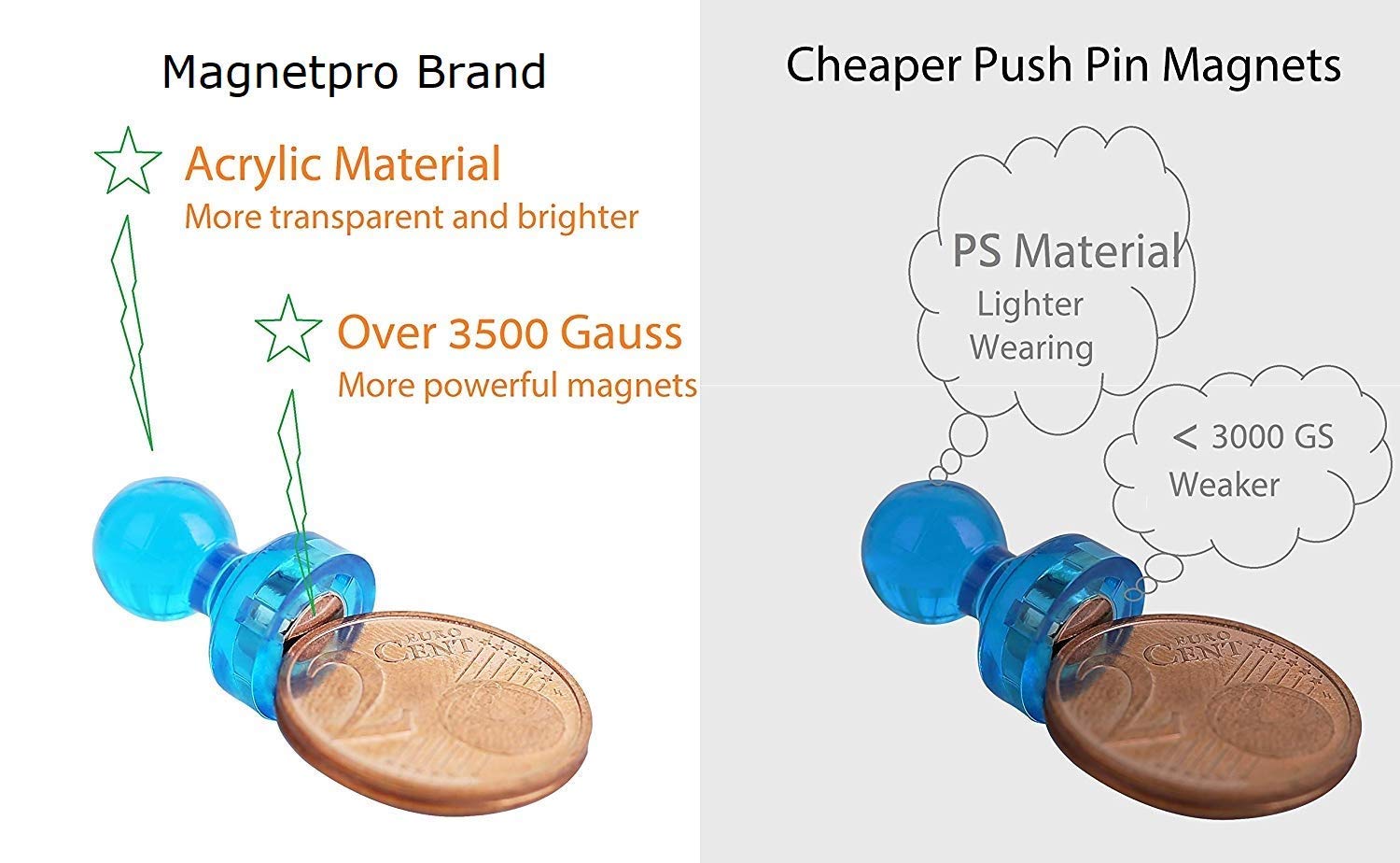 Magneti per lavagna magnetica Magnetpro, confezione da 42 magneti 11 x 17 mm magneti in plastica cono magneti magneti da frigorifero per lavagna magnetica, lavagna bianca, bacheca