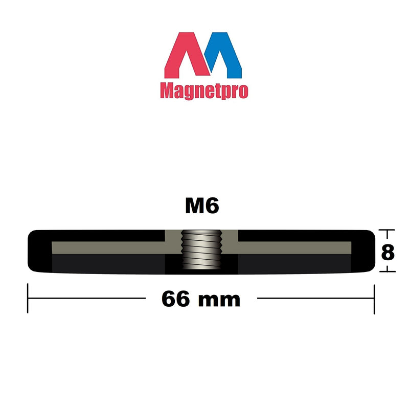 Magnetpro 2 Stück Starke gummiert Magnete Anti-Rutsch, Größe: Ø66 mm 25 KG Haftkraft, Magnetischer Montagesockel für Lichtleisten und zusätzliche Spiegel den Außenbereich
