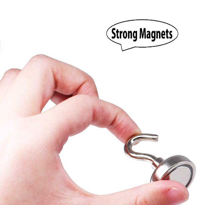 Magnetpro 6 Stück Magnethaken 22 KG Kraft, 25 mm Magnetischer für Türen, Schränke, Decken, Armaturen, Industrielle Armaturen