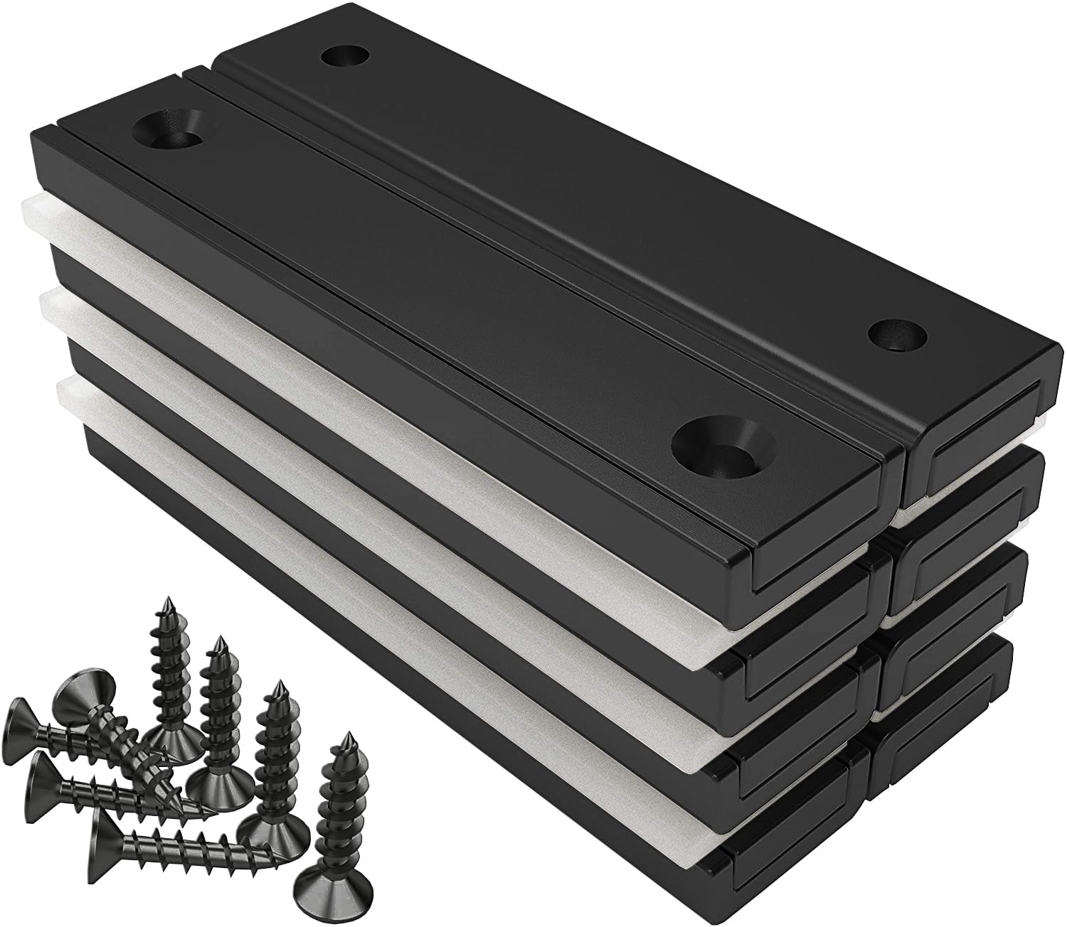 8 piezas de imanes rectangulares 30 kg de fuerza 60 x 13,5 x 5 mm revestimiento epoxi negro resistencia a la oxidación ultra potente, adecuado para exteriores, hogar e industrial imán en recipiente con tornillos