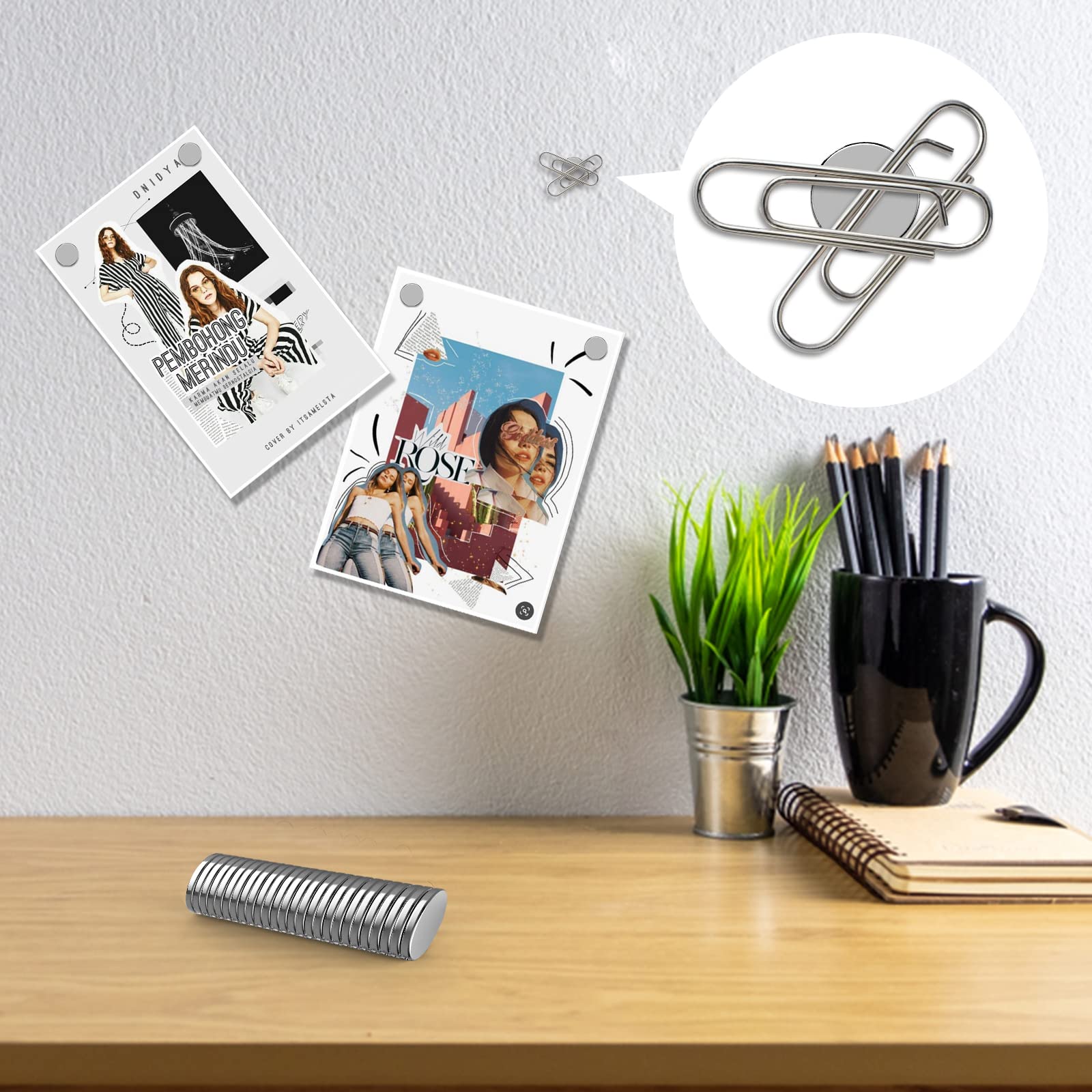 Magnetpro 50 pezzi magneti 8x1mm mini magneti per presentazioni, lavagne magnetiche