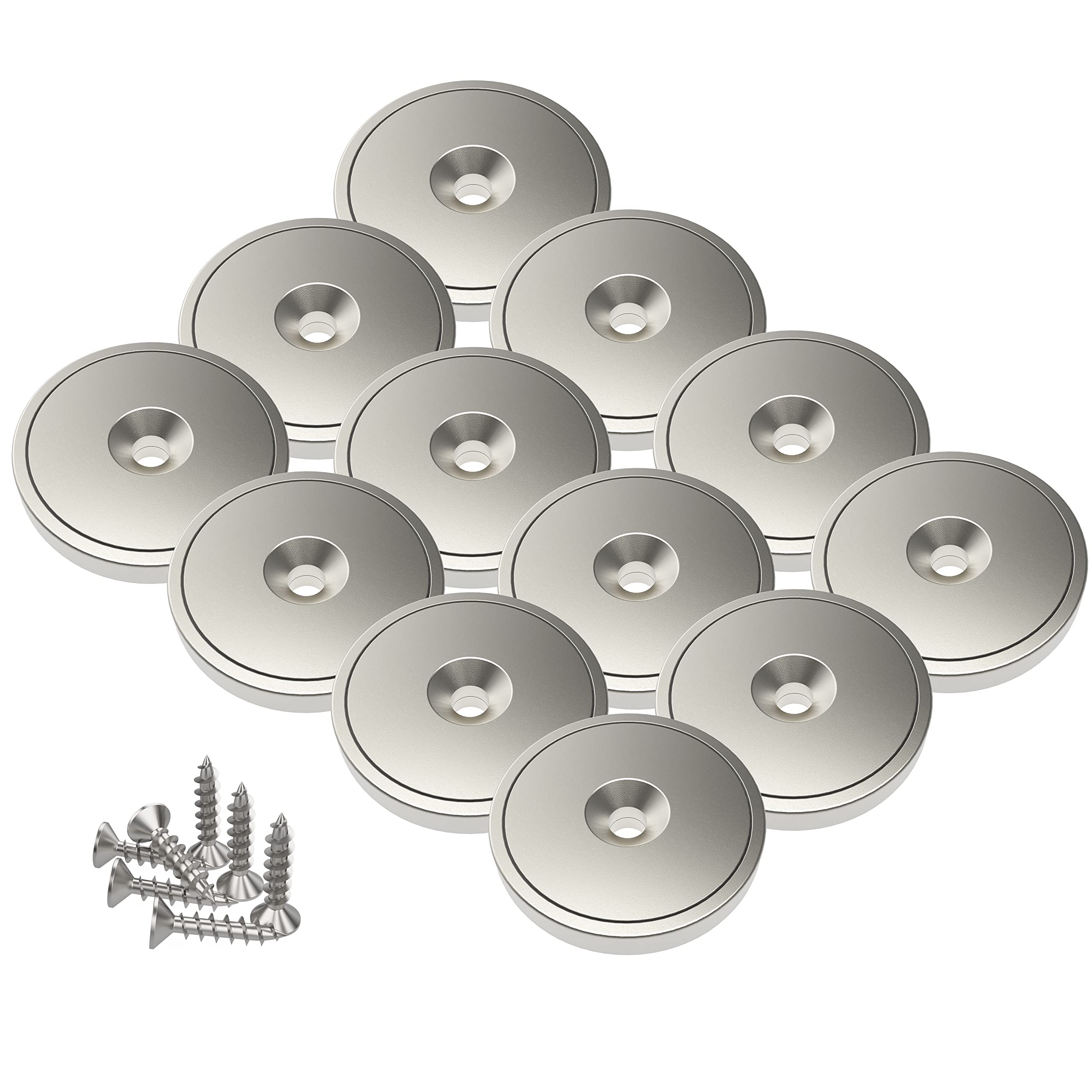 Magnetpro 12 piezas de imanes de disco con cápsula 20 kg fuerza de tracción 28 x 5 mm, imán en recipiente con tornillos