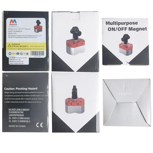 Magnete multiuso Magnetpro, sistema magnetico commutabile con forza di trazione da 220 LB, magnete on/off per sollevamento, posizionamento di lavoro e saldatura, filtrazione di liquidi, automazione, separazione dei metalli