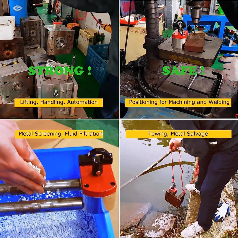 Magnete multiuso Magnetpro, sistema magnetico commutabile con forza di trazione da 220 LB, magnete on/off per sollevamento, posizionamento di lavoro e saldatura, filtrazione di liquidi, automazione, separazione dei metalli