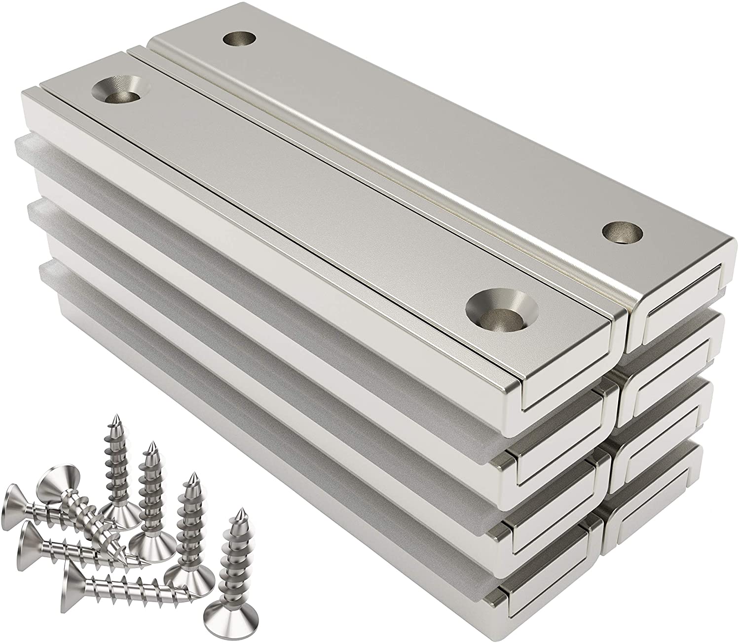 8 pieces Neodymium Rectangular Pot Magnets 60 x 13.5 x 5 mm 30 kg Forc