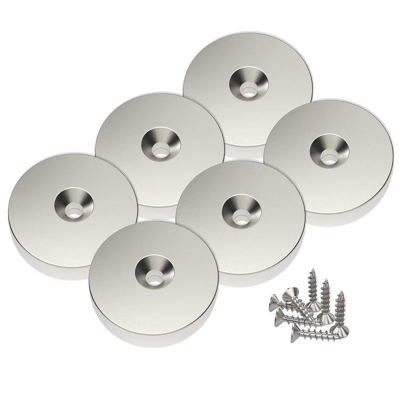 6 pieces 25 x 4.5 mm Neodymium Disc Countersunk Hole Magnets 10 KG Pull Force, Strong, Permanent, Rare Earth Magnets with Screws