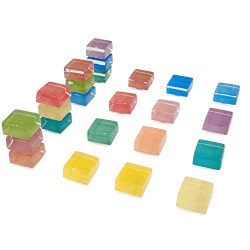 Square Colorful Glass Magnets for Kitchen Office, 15mm Refrigerator Magnetic, Fridge Magnets for Whiteboard and Dry Erase Board Multicolor Cute Fun Decoration (24 Pack)