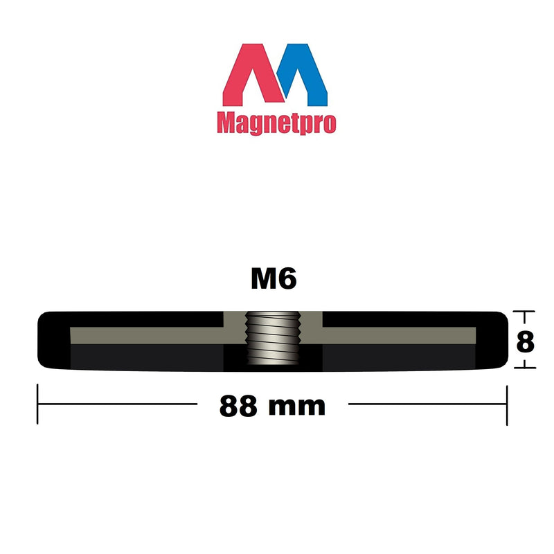Magnetpro 2 Stück Starke gummiert Magnete Anti-Rutsch, Größe: Ø88mm 55 kg Haftkraft, Magnetischer Montagesockel für Lichtleisten und zusätzliche Spiegel den Außenbereich