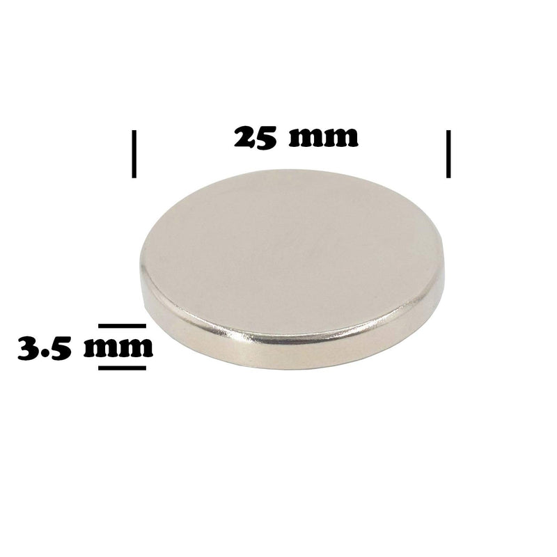 Magnetpro 6 pieces Neodymium Disc Magnet 25mm dia x 3.5mm thick 6 kg Pull