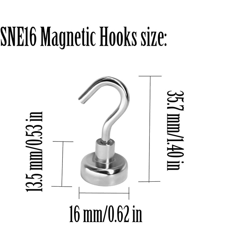 Magnetpro 12 Stück Magnethaken 9 KG Kraft, 16 mm Magnete Magnetischer für Türen, Schränke, Decken, Armaturen, Industrielle Armaturen