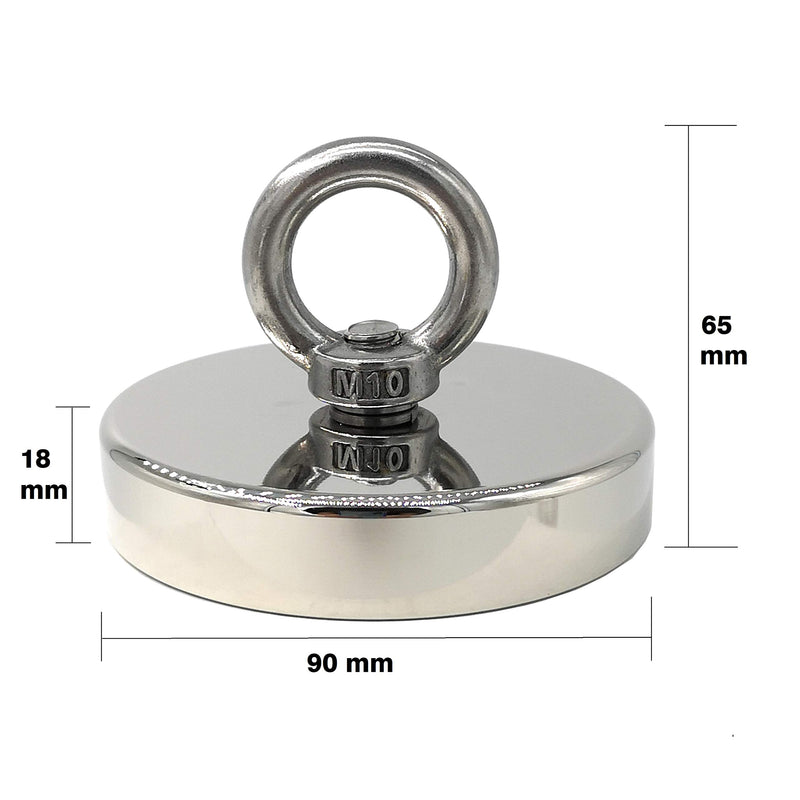 Magnetpro Ösenmagnet 300 KG Kraft, Magnete Perfekt zum Magnetfischen - Ø 90mm Topfmagnet